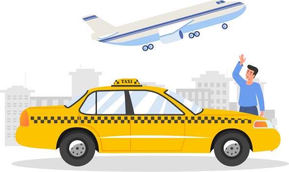 Taxi auf flughafen, mit einer Person